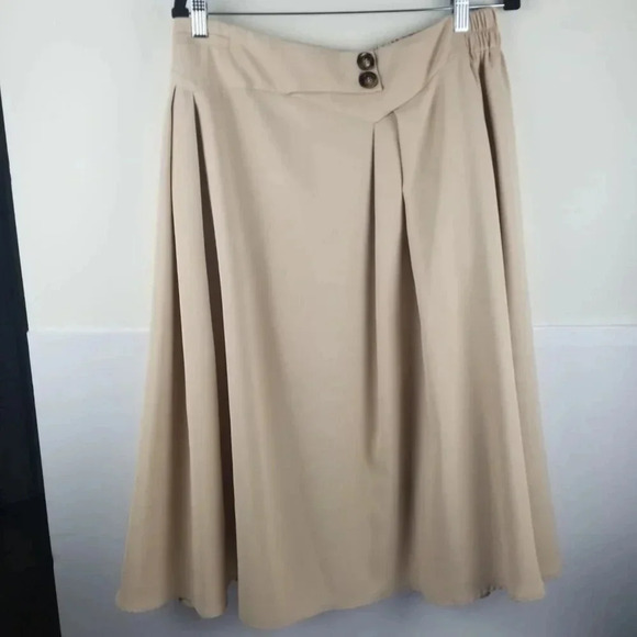 Kancy Kole Bundle Women's High-waisted Flared Skirts Beige, Navy Blue, Green 2X - Picture 12 of 16